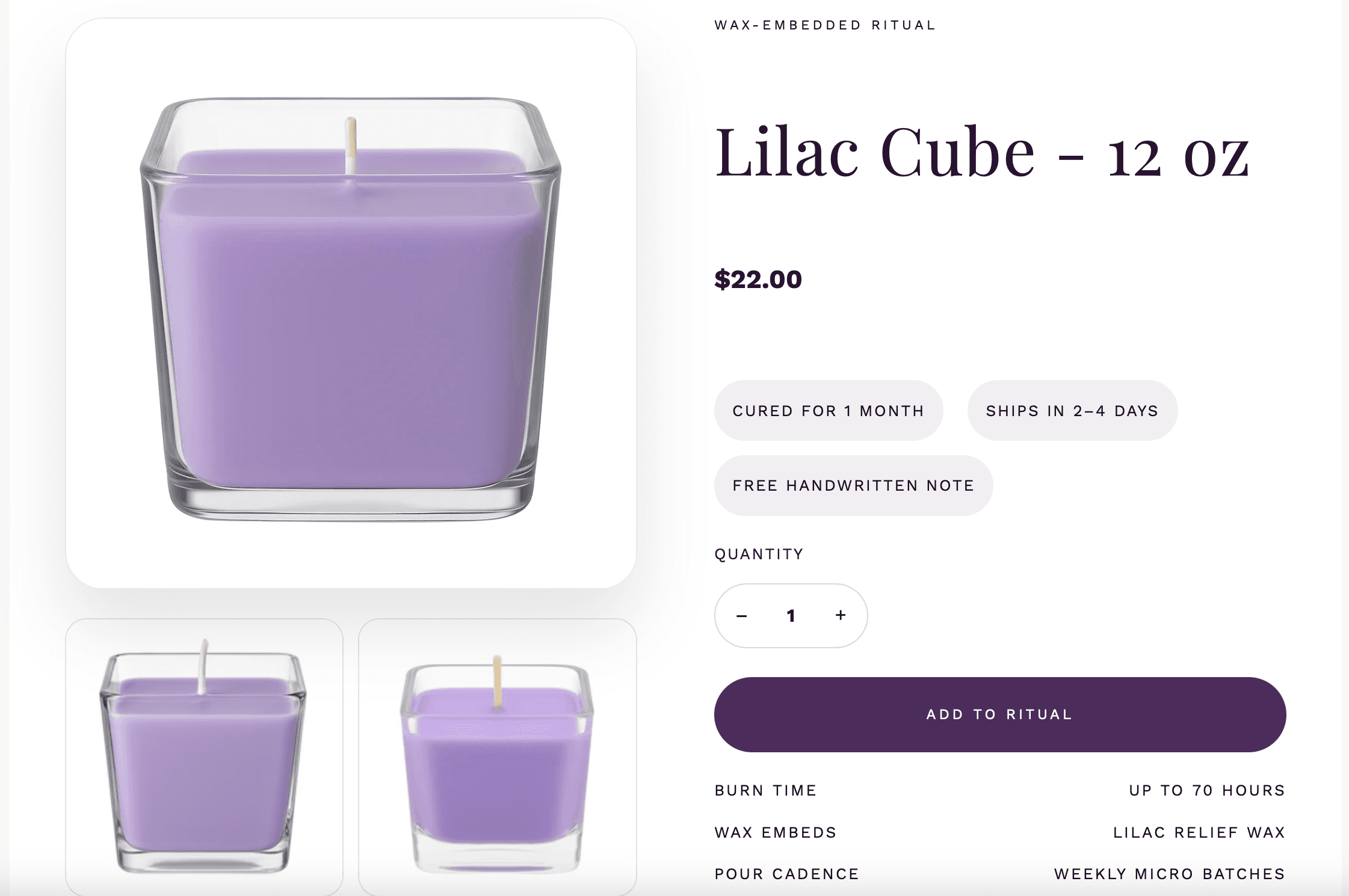 Charming Lilac custom 404 page with curated product suggestions